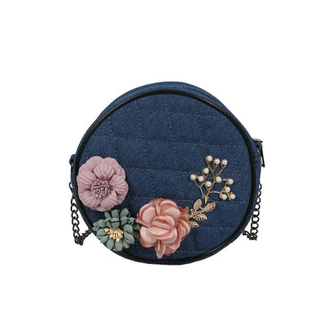 Embedded Flowers Mini Chains Bag